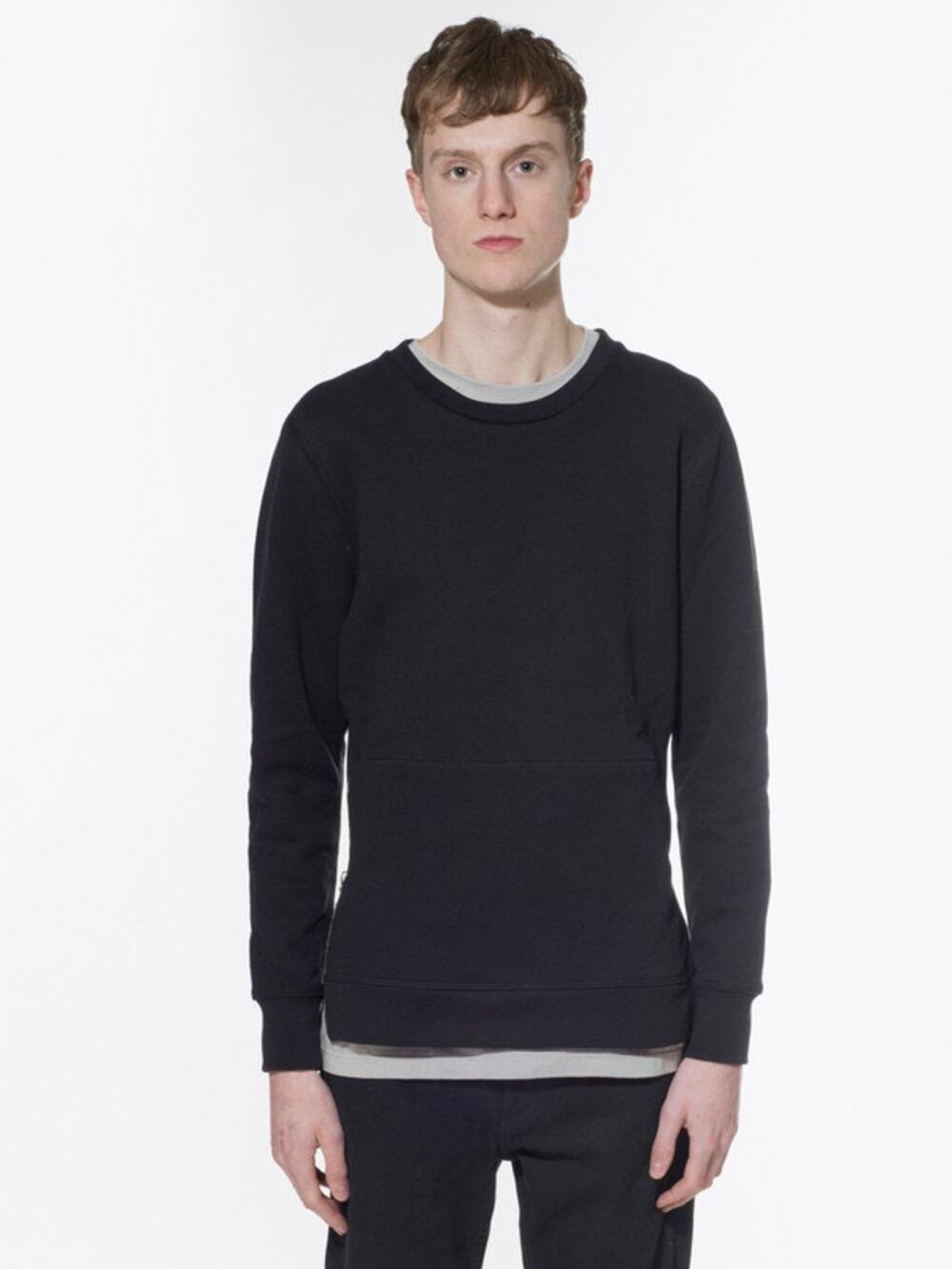 NWT John Elliott Villain Crewneck Cotton Sweater Mens Large Black Neutral Preppy
